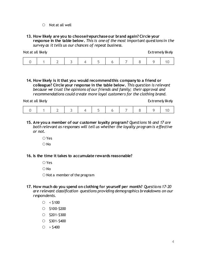 questionnaire for womens clothing market research questionnaire for clothes shop